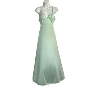 Vintage Vanity Fair Mint Green Chemise Set Braided Coquet Girl Nylon Nightgown S